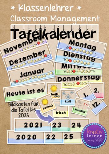 Tafelkalender: Datum und Kalender für die Tafel – Unterrichtsmaterial in Fächern DaZ/DaF & Deutsch & Fachübergreifendes
