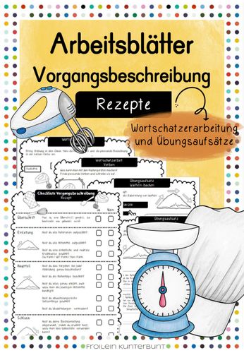 Arbeitsblätter Vorgangsbeschreibung Rezepte – Unterrichtsmaterial im Fach Deutsch