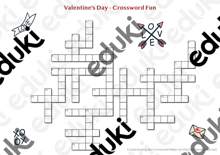 St Valentine s day Crossword fun / Mots croisés amusants pour la Saint