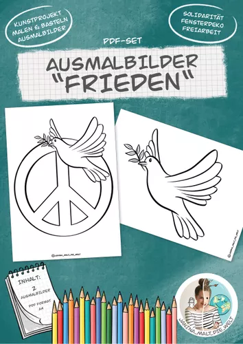 Ausmalbilder Frieden / Friedenstaube / Peace (kostenlos/Freebie) –  Unterrichtsmaterial in den Fächern Gesellschaftswissenschaften & Kunst