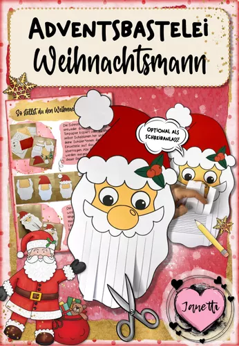 Weihnachtsmann / Nikolaus: Bastelei im Unterrichtsmaterial – & in Kunst Fachübergreifendes Advent Fächern den