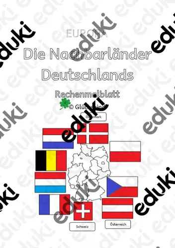 Europa - Die Nachbarländer Deutschlands (Rechenmalblatt)