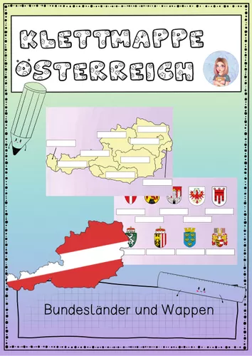 Klettmappe Österreich (Bundesländer und Wappen) FREEBIE –  Unterrichtsmaterial im Fach Sachunterricht