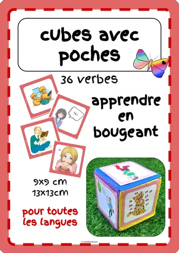 Cube avec poches - Cartes 36 verbes - Ressource pédagogique pour ton cours  de Allemand