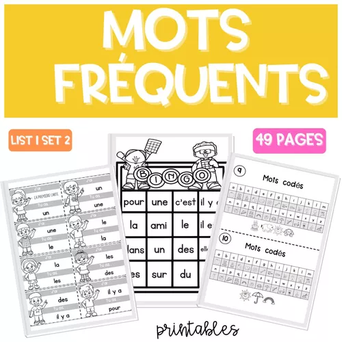 Jeux pour les Mots fréquents LIST 1 SET 2 - Ressource pédagogique pour ton  cours de Français