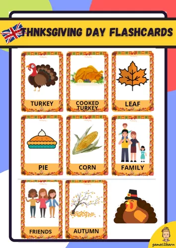 Thanksgiving flashcards in english - Materiale didattico per la