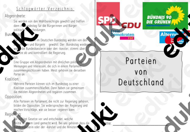 arbeitsmappe parteien deutschlands 1 Parteien Unterrichtsmaterial
Arbeitsmappe Parteien Deutschlands – Unterrichtsmaterial im Fach