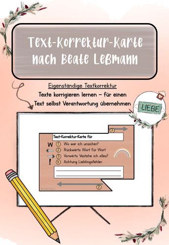 Text-Korrektur-Karte (TKK) nach Beate Leßmann – Unterrichtsmaterial im Text-Korrektur-Karte (TKK) nach Beate Leßmann – Unterrichtsmaterial im