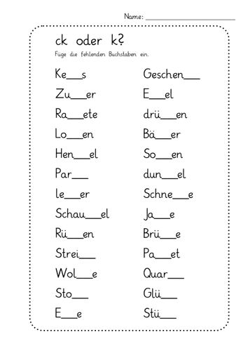 Ausfüllbare PDF: Arbeitsblatt "ck oder k?" inklusive Lösungsblatt für´s Homeschooling