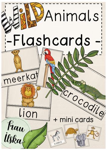 edukiknaller2021 WILD ANIMALS Flashcards + mini-Flashcards Bildkarten  Wortkarten – Unterrichtsmaterial im Fach Englisch
