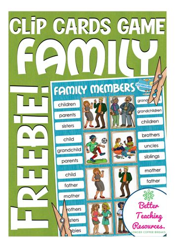 Guinness Elucidación tira FREEBIE family members clip cards English / Inglés gratis - material de la  siguiente asignatura English / Inglés