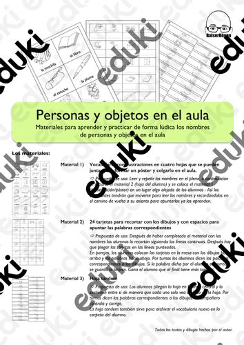 Aprender los nombres de personas y objetos en el aula - material de la  siguiente asignatura Español para extranjeros