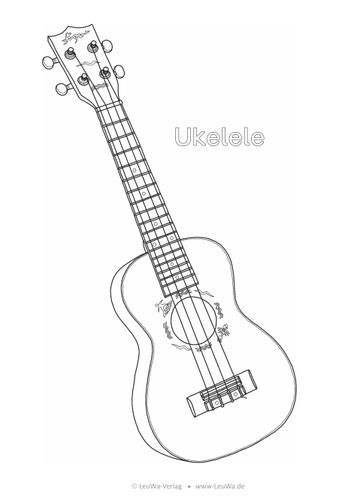 Instrumento para colorear - Ukelele - material de la siguiente asignatura Música