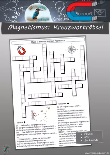 Kreuzwortrtsel zum Magnetismus + Lsungen Unterrichtsmaterial in den Fchern Physik & Fachbergreifendes Kreuzwortrtsel zum Magnetismus + Lsungen Unterrichtsmaterial in den Fchern Physik & Fachbergreifendes