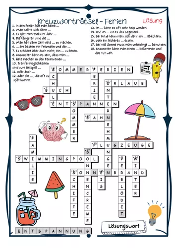 Kreuzwortr tsel Ferien Sommerferien Ab R tsel Quiz Spiel Kreuzwortr tsel Ferien Sommerferien Ab R tsel Quiz Spiel