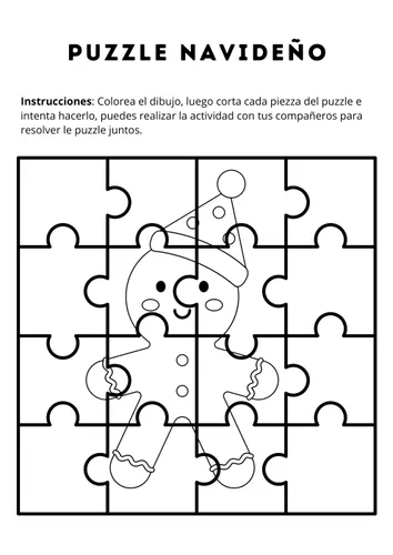 Puzzle Navideño para colorear material didáctico de las