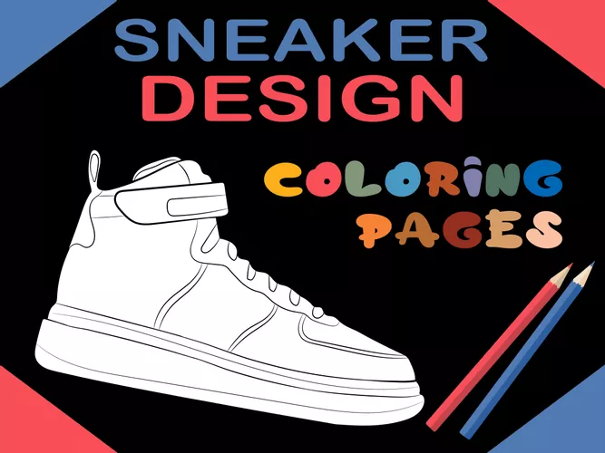Sneaker-Design-Malvorlagen (Paket 3) für Kinder und Erwachsene