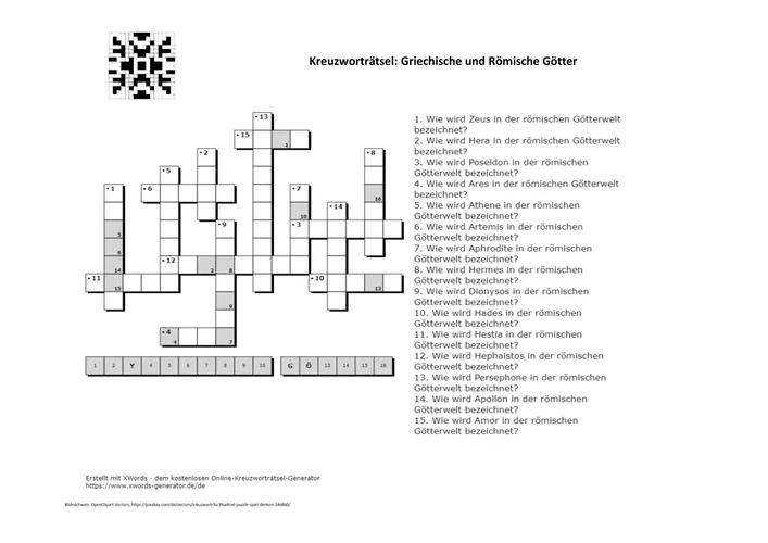 Kreuzwortrtsel: Gtternamen Griechen & Rmer (mit Lsung) Unterrichtsmaterial in den Fchern Latein & Geschichte Kreuzwortrtsel: Gtternamen Griechen & Rmer (mit Lsung) Unterrichtsmaterial in den Fchern Latein & Geschichte