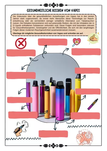 Vapes - Vapen - gesundheitliche Risiken und Langzeitfolgen - Auswirkungen - Gesundheit mit Lsung (Klasse 7 8 9 10) Unterrichtsmaterial in den Fchern Biologie & Politik/Sozialkunde & Fachbergreifendes Vapes - Vapen - gesundheitliche Risiken und Langzeitfolgen - Auswirkungen - Gesundheit mit Lsung (Klasse 7 8 9 10) Unterrichtsmaterial in den Fchern Biologie & Politik/Sozialkunde & Fachbergreifendes