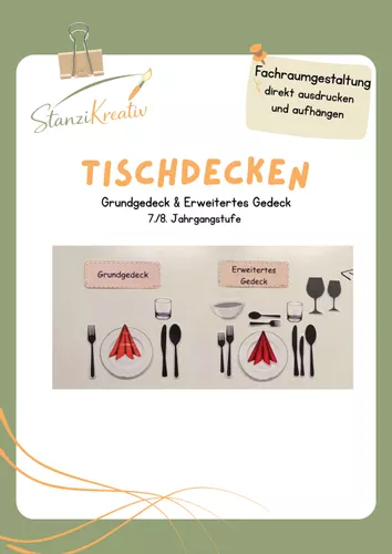 Tischdecken_Grundgedeck und Erweitertes Gedeck – Unterrichtsmaterial in den Fächern Hauswirtschaft & Alltagskultur, Ernährung und Soziales