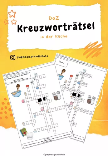 KreuzwortrĂ€tsel in der KĂŒche â Unterrichtsmaterial in den FĂ€chern DaZ/DaF & Deutsch