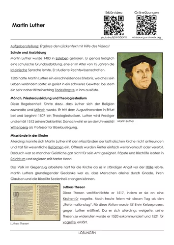 arbeitsblatt martin luther mit erklaervideo loesungen und onlineuebungen 1 Martin Luther Arbeitsblatt
Arbeitsblatt "Martin Luther" mit Erklärvideo Lösungen und