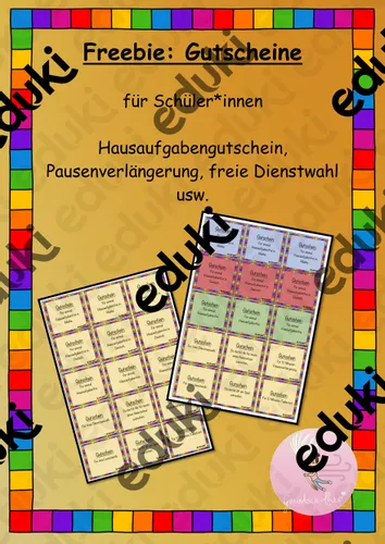 Freebie Gutscheine für Schüler*innen Hausaufgabengutschein