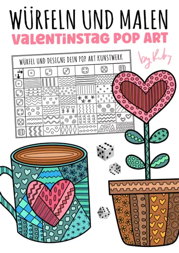 Würfeln & Malen - Würfel dein Valentinstag Pop Art Kunstwerk 💗 –  Unterrichtsmaterial in den Fächern Fachübergreifendes & Kunst