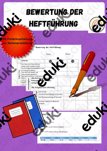Bewertung Der Heftf hrung Unterrichtsmaterial Im Fach Fach bergreifendes Bewertung Der Heftf hrung Unterrichtsmaterial Im Fach Fach bergreifendes