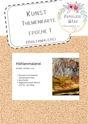 kunst themenkarte hohlenmalerei Höhlenmalerei Unterrichtsmaterial
Kunst Themenkarte Höhlenmalerei – Unterrichtsmaterial im Fach Kunst