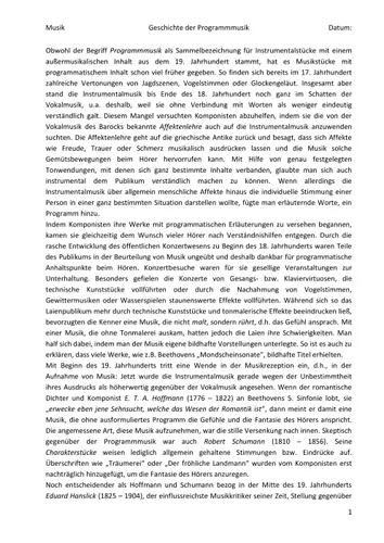 geschichte der programmmusik Programmmusik Unterrichtsmaterial
Geschichte der Programmmusik – Unterrichtsmaterial im Fach Musik