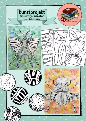 Kunstprojekt Fr hling Sommer Insekten Mit Mustern kunstprojekt-fr-hling-sommer-insekten-mit-mustern