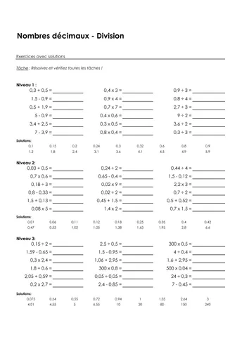 Nombres décimaux - Exercices avec solutions - Ressource pédagogique pour  ton cours de Mathématiques
