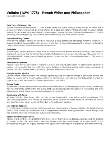 Voltaire (16941778) French Writer and Philosopher Ressource