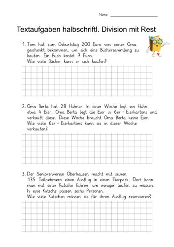 Textaufgaben Klasse 3 - Homeschooling (7 Arbeitsblätter teilweise mit