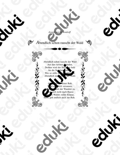Schone Gedichtkarten Joseph Von Eichendorff Unterrichtsmaterial Im Fach Deutsch