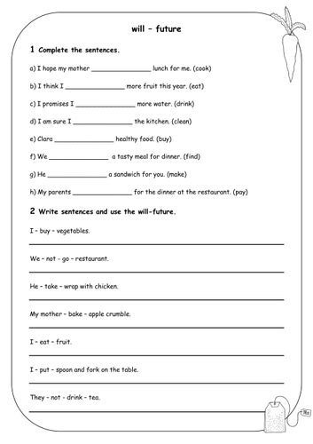 Will-future Übung (Thema Food) – Unterrichtsmaterial im Fach Englisch