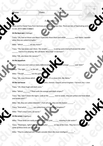 'One' and 'Ones' Arbeitsblatt – Unterrichtsmaterial im Fach Englisch