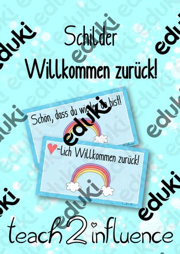 Willkommensschild “Herzlich Willkommen zurück” – Unterrichtsmaterial im