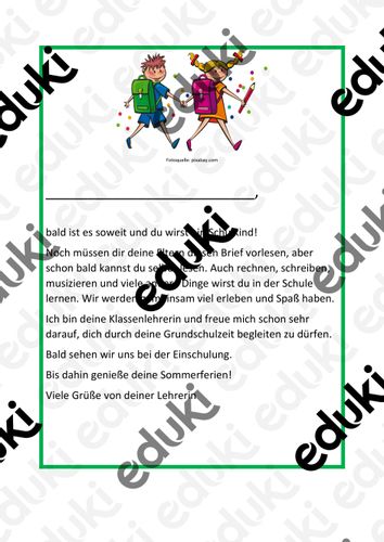 Brief der Klassenlehrerin an die Erstklässler – Unterrichtsmaterial im