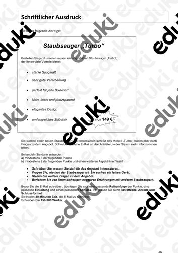 telc B2 Bitte um Informationen über Staubsauger + Musterlösung