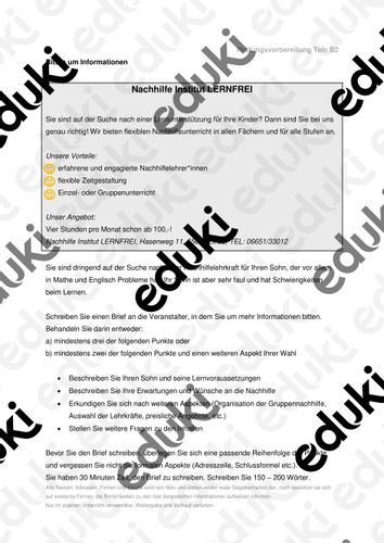 Brief Schreiben B2 Bitte Um Mehr Information Party Feiren / Einfach