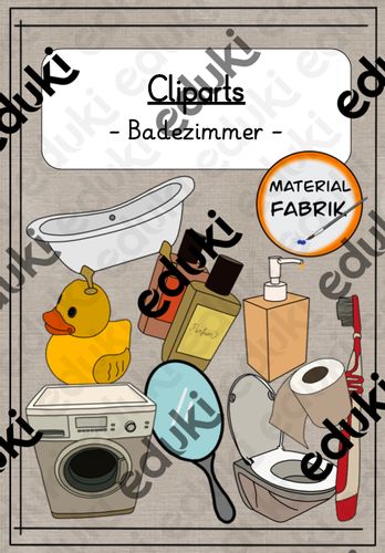 Handgemalte Cliparts zum Thema "Badezimmer" – Unterrichtsmaterial im