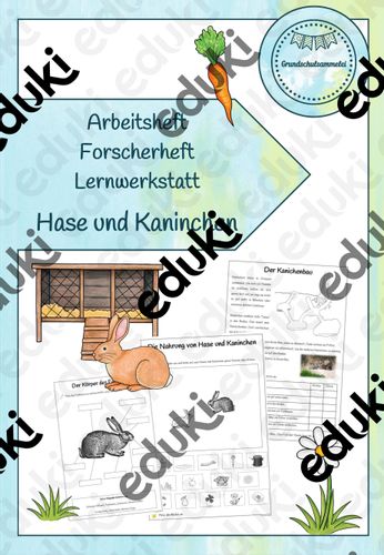 Forscherheft/Lernwerkstatt Hase und Kaninchen ab Klasse 2 (23 Stationen) – Unterrichtsmaterial