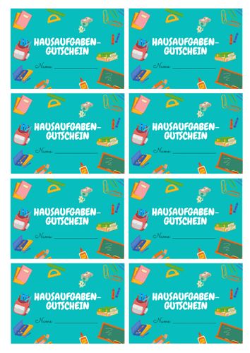 Hausaufgabengutschein – Unterrichtsmaterial im Fach Fachübergreifendes
