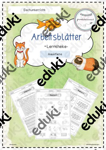 Haustiere Lerntheke - Arbeitsblätter – Unterrichtsmaterial im Fach