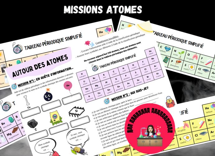 Meyella vertical Bounty Autour des atomes - missions atomes + tableau périodique simplifié illustré  - Ressource pédagogique pour ton cours de Physique/Chimie