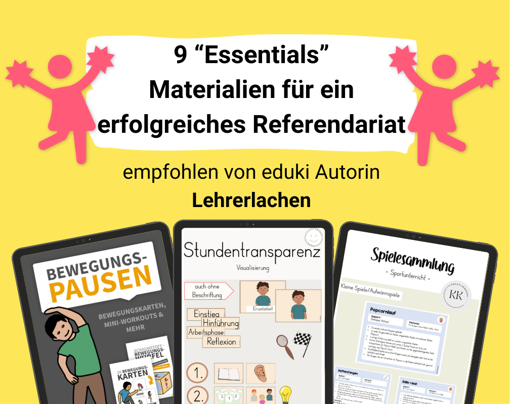 Unsere Autorin Lehrerlachen empfiehlt ihre "Essentials" Materialien für ein erfolgreiches Referendariat