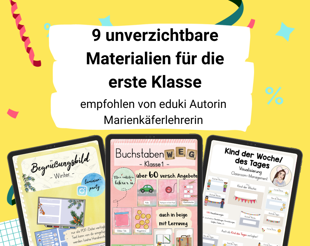 Unsere Autorin Marienkäferlehrerin empfiehlt ihre 9 Lieblingsmaterialien für die 1. Klasse