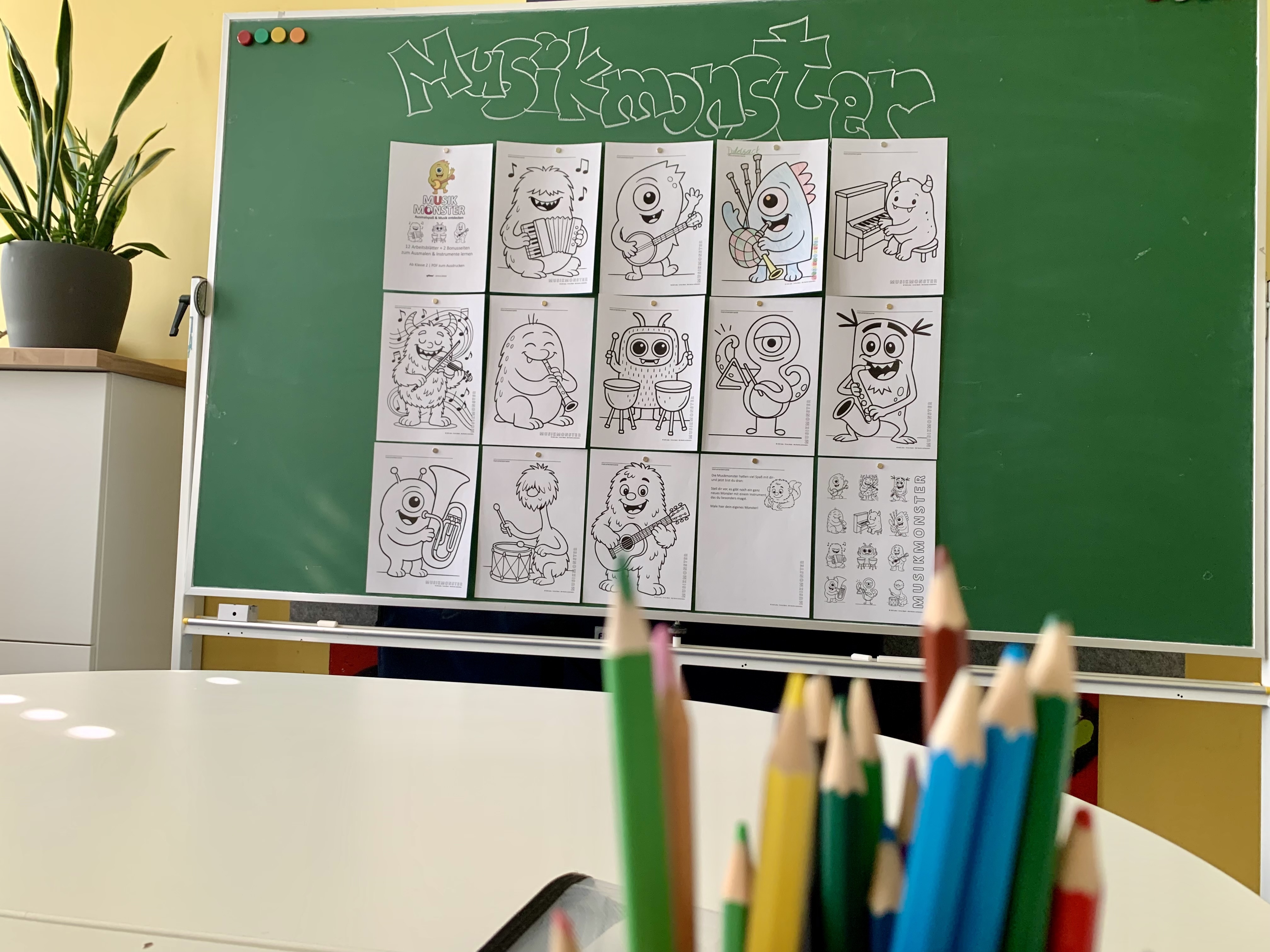 NEU: Die Musikmonster sind da! – 12 Arbeitsblätter zum Ausmalen & Instrumente lernen